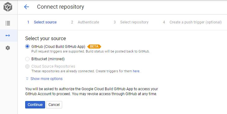 Cloud Build Authorize Page